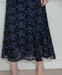 花柄刺繍レース切り替えマーメイドワンピース美脚効果ドレス結婚式 パーティードレス