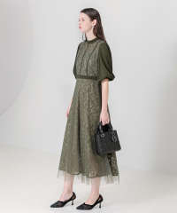 美脚効果ハイウエストチュールレース切り替えドレス結婚式(TV紹介アイテム) パーティードレス