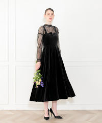 2WAY美脚フレアハイウエストキャミソールロングドレス結婚式セットアップ パーティードレス