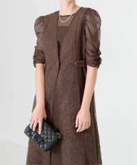 刺繍レースウエストサイド釦マーメイドシルエットジャンスカロング丈ドレスワンピース美脚効果結婚式 パーティードレス