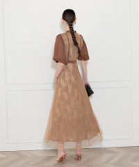 美脚効果ハイウエストチュールレース切り替えドレス結婚式(TV紹介アイテム) パーティードレス