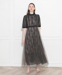 美脚効果ハイウエストチュールレース切り替えドレス結婚式(TV紹介アイテム) パーティードレス