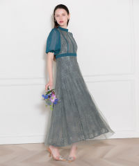 美脚効果ハイウエストチュールレース切り替えドレス結婚式(TV紹介アイテム) パーティードレス