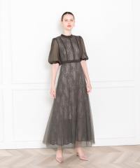 美脚効果ハイウエストチュールレース切り替えドレス結婚式(TV紹介アイテム) パーティードレス