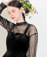 2WAY美脚フレアハイウエストキャミソールロングドレス結婚式セットアップ パーティードレス