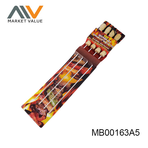 4PCS BBQ SKEWER WOODEN Handle IC