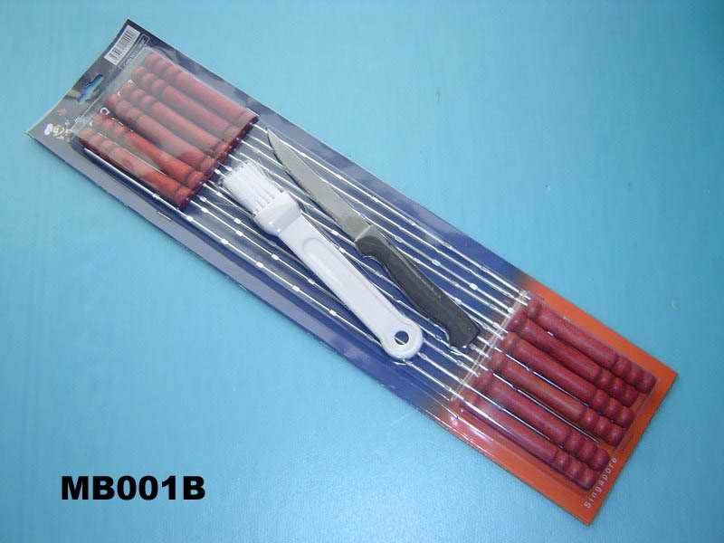 12PCS BBQ SKEWER with OIL BRUSH with STEAK KNIFE