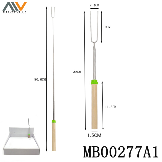 Extendable BBQ Fork with Wooden Handle 24PC Display box