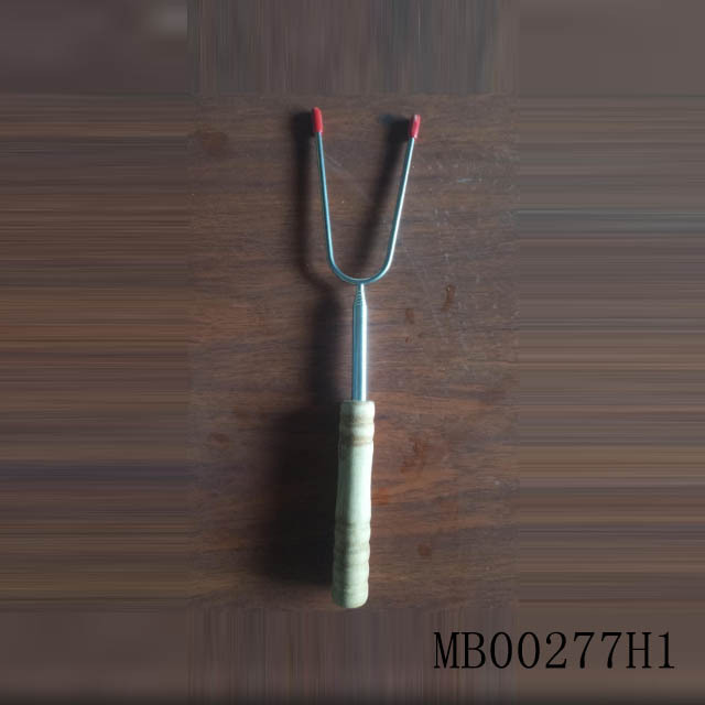 EXTENDABLE BBQ FORK WOODEN Handle in DISPLAY BOX