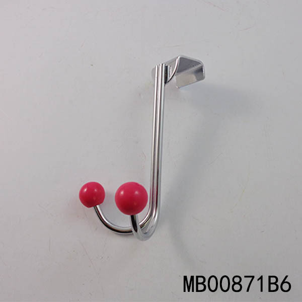 SS CHROME BEHIDE DOOR HOOK with 2PCS RESIN BEAD POLYBAG style 2