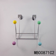 SS CHROME DOOR HOOK with 2 HOOKS RESIN BEAD POLYBAG