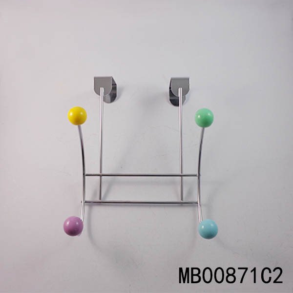 SS CHROME DOOR HOOK with 2 HOOKS RESIN BEAD POLYBAG