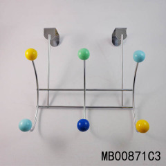 SS CHROME DOOR HOOK with 3 HOOKS RESIN BEAD POLYBAG