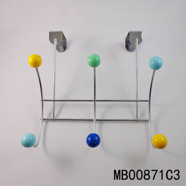 SS CHROME DOOR HOOK with 3 HOOKS RESIN BEAD POLYBAG