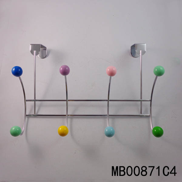 SS CHROME BEHIDE DOOR with 4 HOOKS RESIN BEAD POLYBAG