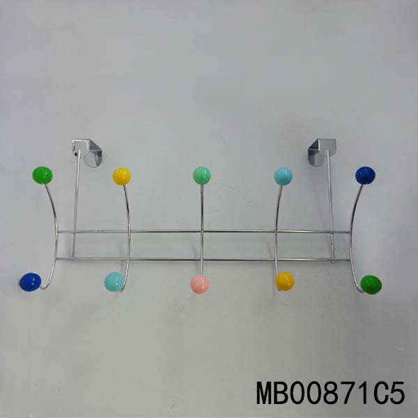 SS CHROME BEHIDE DOOR with 5 HOOKS RESIN BEAD POLYBAG