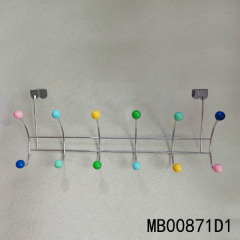 SS CHROME DOOR HOOK with 6 HOOKS RESIN BEAD POLYBAG