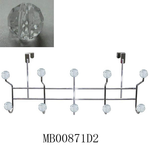 OVER DOOR HOOK with DIAMOND BALL KNOB-10 HOOKS
