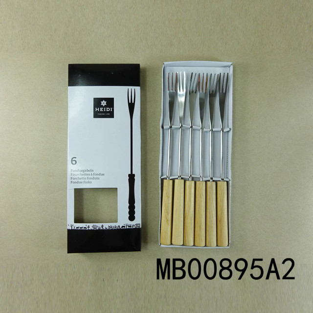 6PCS FONDUE FORKS with WOOD Hand style 2