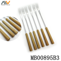 6PCS Plastic/wooden Handle BBQ Fondue Fork