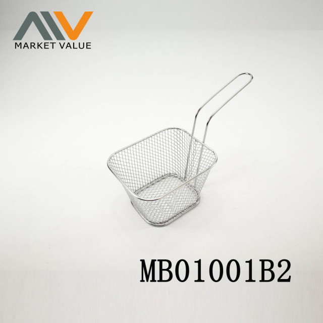 SMALL SS RECTANGLE FRENCH FRY SERVING BASKET TC