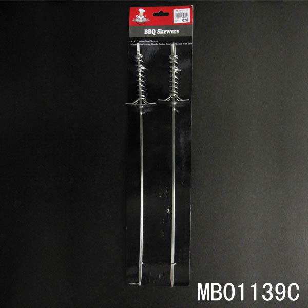 2PCS BBQ SKEWER STAINLESS STEEL
