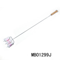 WOODEN Handle CHROME LONG BBQ SKEWER