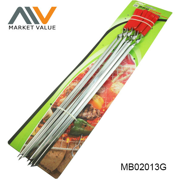 6PCS 50cm SS BBQ SKEWER