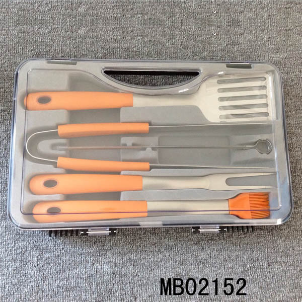 10PCS PLASTIC Handle BBQ TOOLSSHOVEL FORK TONG SILICONE BRUSH SKEWERS