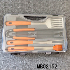 10PCS PLASTIC Handle BBQ TOOLSSHOVEL FORK TONG SILICONE BRUSH SKEWERS
