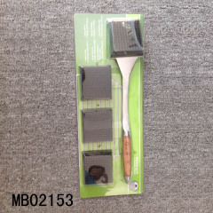 COLOUR WOODEN Handle SS BRUSH with THREE HEAD.D B