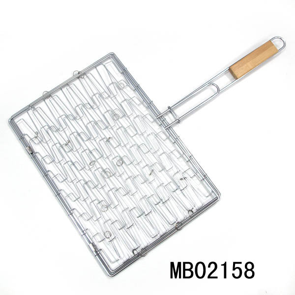 WOODEN Handle CHROME BBQ NET TC