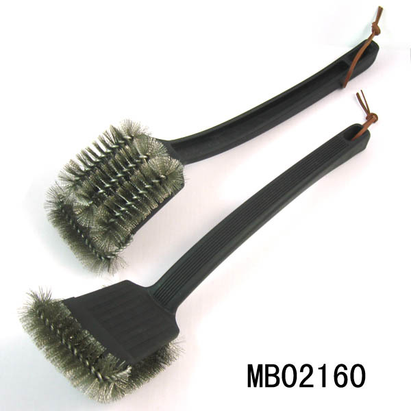 14in SS BBQ BRUSH with PLASTIC Handle