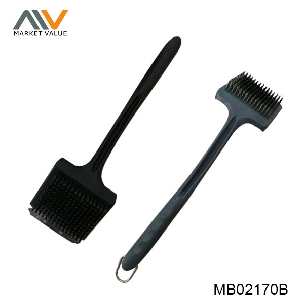 SS JUMBO BBQ BRUSH WIHT PLASTIC Handle HANG TAG