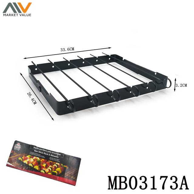 7PCS NON STICK BBQ Skewers and Stick Rack CB