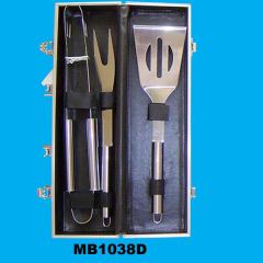 3PCS SS BBQ SET in CASE with PAPER CARD