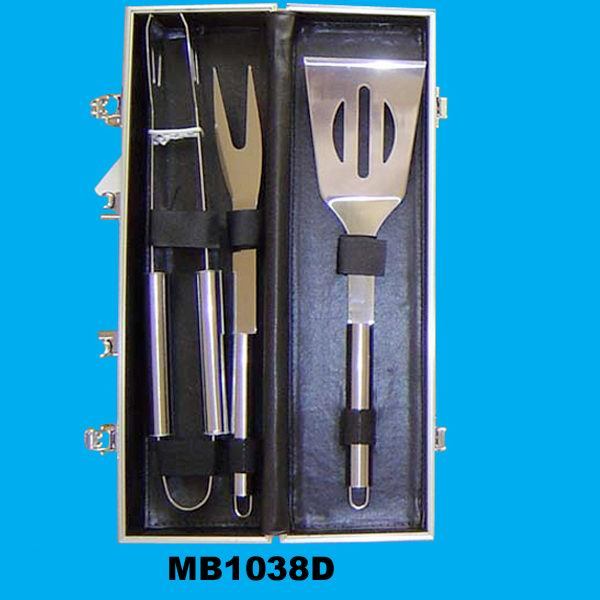 3PCS SS BBQ SET in CASE with PAPER CARD