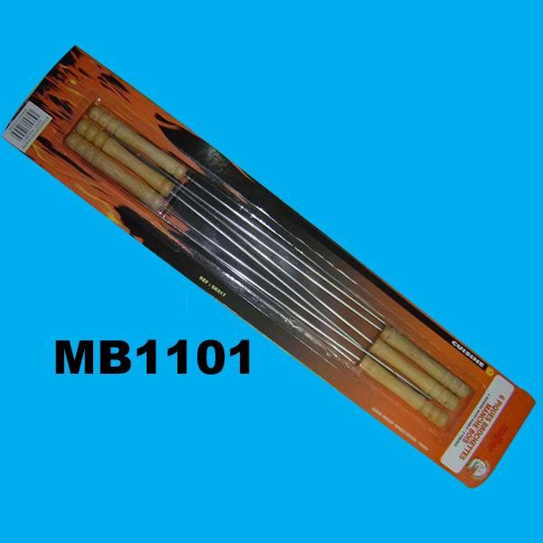6PCS BBQ SKEWER WOOD Handle