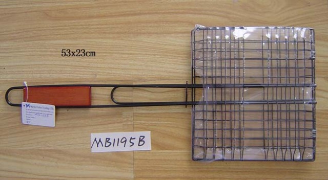 NON STICK BBQ NET SHRINK with WOODEN Handle