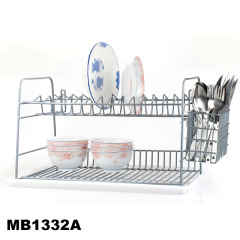 2 LEVEL BOWL and DISH SHELF DOUBLE COATING with CUTLERY HOLDER and WATER TRAY