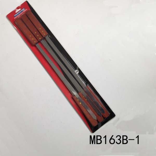 62CM 6PCS BBQ SKEWER FLAT WOODEN with 2 PINS