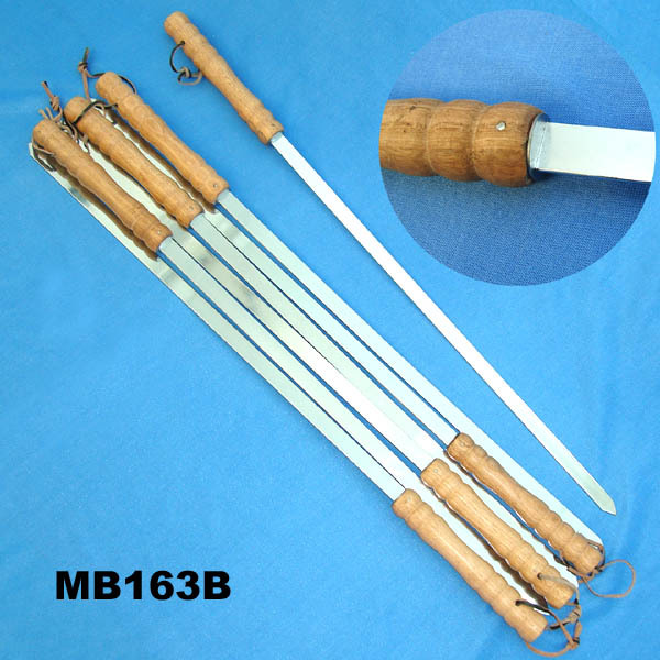 62CM 6PCS BBQ SKEWER ROUND WOODEN FULL Handle