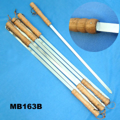62CM 6PCS BBQ SKEWER ROUND WOODEN FULL Handle