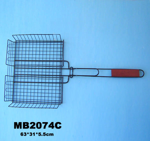 NON STICK BBQ NET with WOODEN Handle