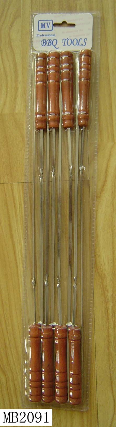8 PCS BBQ SKEWER WOODEN Handle style 2