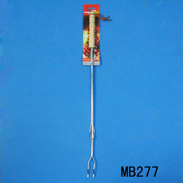 EXTENDABLE BBQ FORK WOODEN Handle TAG CARD