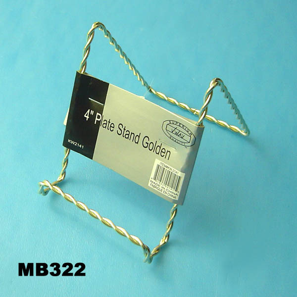 4in PLATE Stand GOLD TWISED WIRE