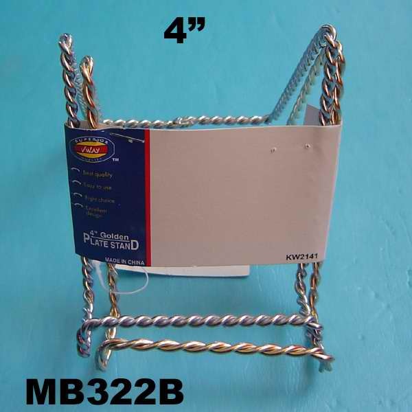 4in PLATE Stand and SLIVER and GOLD TWISED WIRE 2PCS