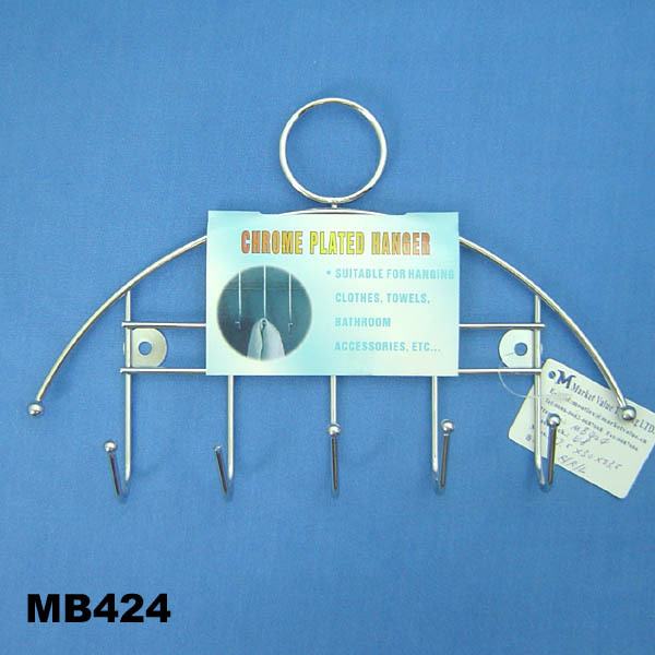 CHROME PLATE RACK W5 HOOKS with CARD