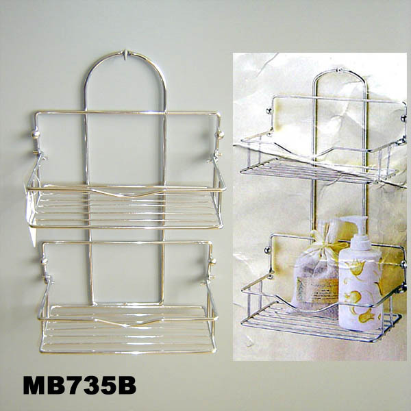 CHROME SHOWER CADDY with 2 FOLDING SHELF